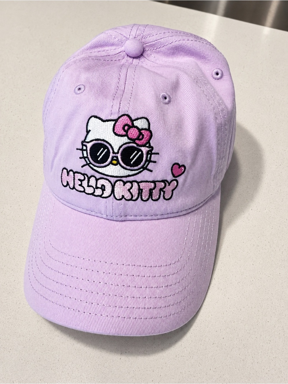 Hello Kitty Sanrio Pink Lavender Sunglasses Embroidered Baseball Cap Hat NWT